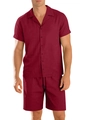 Ensemble homme chemise manches courtes et short bordeaux avec rayures verticales - S / Bordeaux