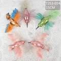 Detailed set of 15cm glass hummingbird ornaments with glitter body and feather wings - Set 20 (5Pcs Glass-look Bird Pendants)