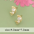 18k vergoldeter Mond-Ohrring-Bestandteil mit Zirkon und DIY-Schleife, 9,2mm x 7,2mm - Halbmond