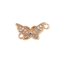 Macro detail of gold butterfly evil eye pendant connector with white rhinestones - Gold Butterfly / 10 Pieces Pack