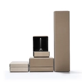 Golden brushed leather jewelry box with LED light and black velvet lining for rings - Gold