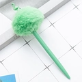 Green flamingo crown ballpoint pen with a large soft pompom for office gift - Candy Green