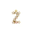 Golden number 2 pendant with white and pink pearls on a polished metallic honeycomb base - Letter Z - Pink