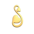 Golden S-shaped double heart pendant charm for jewelry making in polished finish - Gold Heart Tail