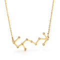 Golden titanium steel zodiac constellation pendant necklace with sparkling crystals - Scorpio