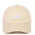 Detailaufnahme der Bergstickerei auf der beigen Baseballkappe aus Baumwoll-Twill - Beige
