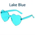 Stylish rimless heart shaped sunglasses in translucent lake blue for trendy party wear - Lake Blue