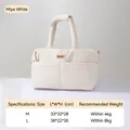 Quilted cotton pet carrier bag size chart and dimensions in cream white color - Pet Car Travel Gear / Beige Car Carrier Bag (Medium)