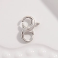 Detailansicht S925 Sterlingsilber S-Form Karabinerverschluss für DIY Schmuckherstellung - Modell A Weißgold Kleiner 8-Form Verschluss / Weißgold