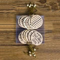 Nordic style wooden Christmas snowflake pendant with white beads and merry greetings - Round Style