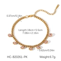 Detailed size and weight specs for gold cuban chain bracelet with pink crystals - Pink Round Zirconia Style (HC-B20261-PK)