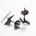 Boucles d'oreilles clous éclair minimalistes en acier noir avec dimensions 11mm par 4mm - Forme d'Éclair (106) / Noir