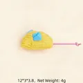Yellow striped plush mouse cat toy with blue ears and long pink tail, 12x3x3.8cm - No. 3 Striped Mouse