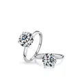 Anello classico in argento sterling S925 a quattro griffe con zircone rotondo da 3 carati - Taglia US 5 / Argento 925
