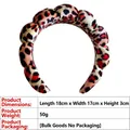 Macro view of leopard print plush headband with size 18x17x3cm and 50g weight - 22# Red and Black Leopard Style