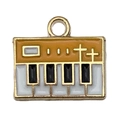 Cartoon electronic piano alloy pendant in gold finish for DIY jewelry making - Yellow Piano