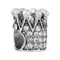 Silver crown charm bead with clear rhinestones for DIY bracelets and jewelry - Vintage Crown Rhinestone Bead