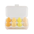 8-piece set of orange and peach teardrop makeup sponges in a clear matte storage box - 8 Pcs Boxed Puffs Yellow Series