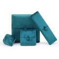 Peacock blue velvet jewelry box set for rings, pendants, and necklaces display - Single Ring Box 6.5*7*6cm / Teal