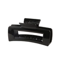 Glossy black rectangular hollow hair claw clip with strong spring for thick hair - Glossy Rectangular Black