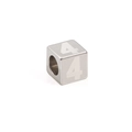 Silver stainless steel cube bead with number 4 for DIY jewelry making and crafts - Steel Color Number 4