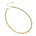 Elegant gold-tone layered twist snake chain necklace with lobster clasp and extender - Braided Flat Snake Chain Style (2#)