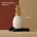 Modern white pineapple decor with gold leaves, medium size 18x8cm for home styling - Medium / White