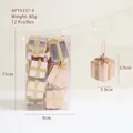 Pink and champagne mirror-finish Christmas gift box ornaments with gold glitter ribbons - Champagne Gift Box / 12pcs