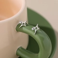 S925 sterling silver North Star stud earrings with white zircon on a ceramic cup - 925 Silver / White Gold