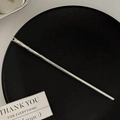 Minimalist silver metal hair pin with handcrafted hammered texture and top hole design - Straight Silver