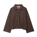 Modische braune Damen Kurzjacke aus Wollmischung im minimalistischen urbanen Freizeitstil - XS / Kastanienbraun