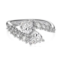 Elegant S925 sterling silver ring with double heart-shaped stones and brilliant cubic zirconia - Platinum White Zirconia (DY121101-S-W-WH)