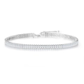 Detail of silver rectangle cubic zirconia tennis choker with adjustable lobster clasp - Platinum + White