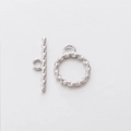 Polished silver stainless steel toggle clasp with chain pattern for DIY jewelry making - DY718-Chain Pattern / Silver