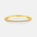 Elegant gold S925 sterling silver eternity ring with sparkling round white crystals - Mmr210 (18k Gold) / Size 6