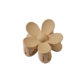 Matte beige large flower hair claw clip in hollow five-petal floral design for women - Solid - Matte Light Coffee