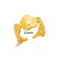 Detail shot showing 12mm floral design with 18K gold plating and pink stone inlay - Gold Pink Flower