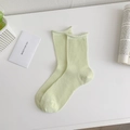 Calze da donna in cotone a coste verde chiaro con polsini arrotolati traspiranti - Taglia unica / verde chiaro