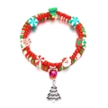 Bracelet de Noël en argile rouge et verte avec des breloques Père Noël et sapin cristal - Style de Charme d'Arbre de Noël