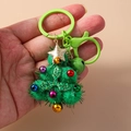 Grüner Plüsch-Weihnachtsbaum-Schlüsselanhänger mit bunten Kugeln und Goldstern - Weihnachtsbaum-Stil