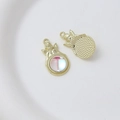 Detailed front and back view of golden angel pendant with iridescent stone inlay - Style 11