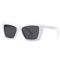 Modern square white frame sunglasses with dark lenses shown in a professional 45-degree angle - White Frame Black Grey