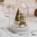LED Christmas glass dome featuring a girl doll and warm lights on a wooden XMAS base - Large Skiing Girl Style