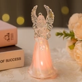 Illuminated acrylic angel night light with warm LED glow for Christmas home decor - Small Trumpet Angel (Warm Orange Light)