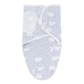 Newborn swaddle wrap in light blue with white cloud and moon patterns and matching hat - Smiling Cloud Pattern Single Swaddle