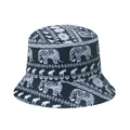 Ethnic elephant print fisherman hat in dark blue canvas with bohemian patterns - M(56-58cm) / Navy Blue