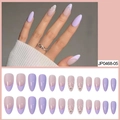 Faux ongles ballerine longs rose et violet brillant avec motifs de petites fleurs - Lavande Nude French Petite Fleur (JP0468-05)