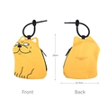 Yellow cartoon dog earphone pouch showing front and back view with zipper and loop - Dog