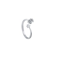 Adjustable silver 925 ring featuring a pavé letter S and a sparkling solitaire stone - Letter S