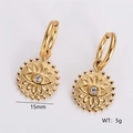 Golden evil eye earrings with clear cubic zirconia stone and stainless steel casting - Evil Eye Zircon Style (AMLEH220)